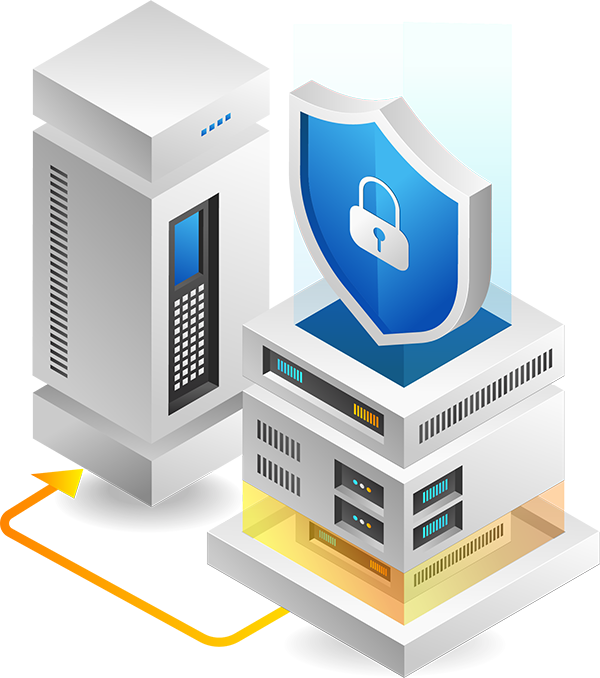 Flat 3d concept isometric illustration of server big data security